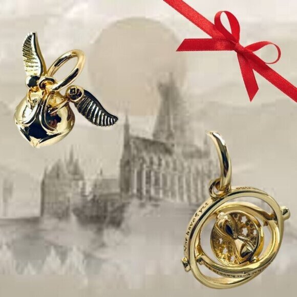 ✨ NWOT Spinning Time Turner Charm & Golden Snitch Wings Charm – Harry Potter ✨ - Picture 1 of 14